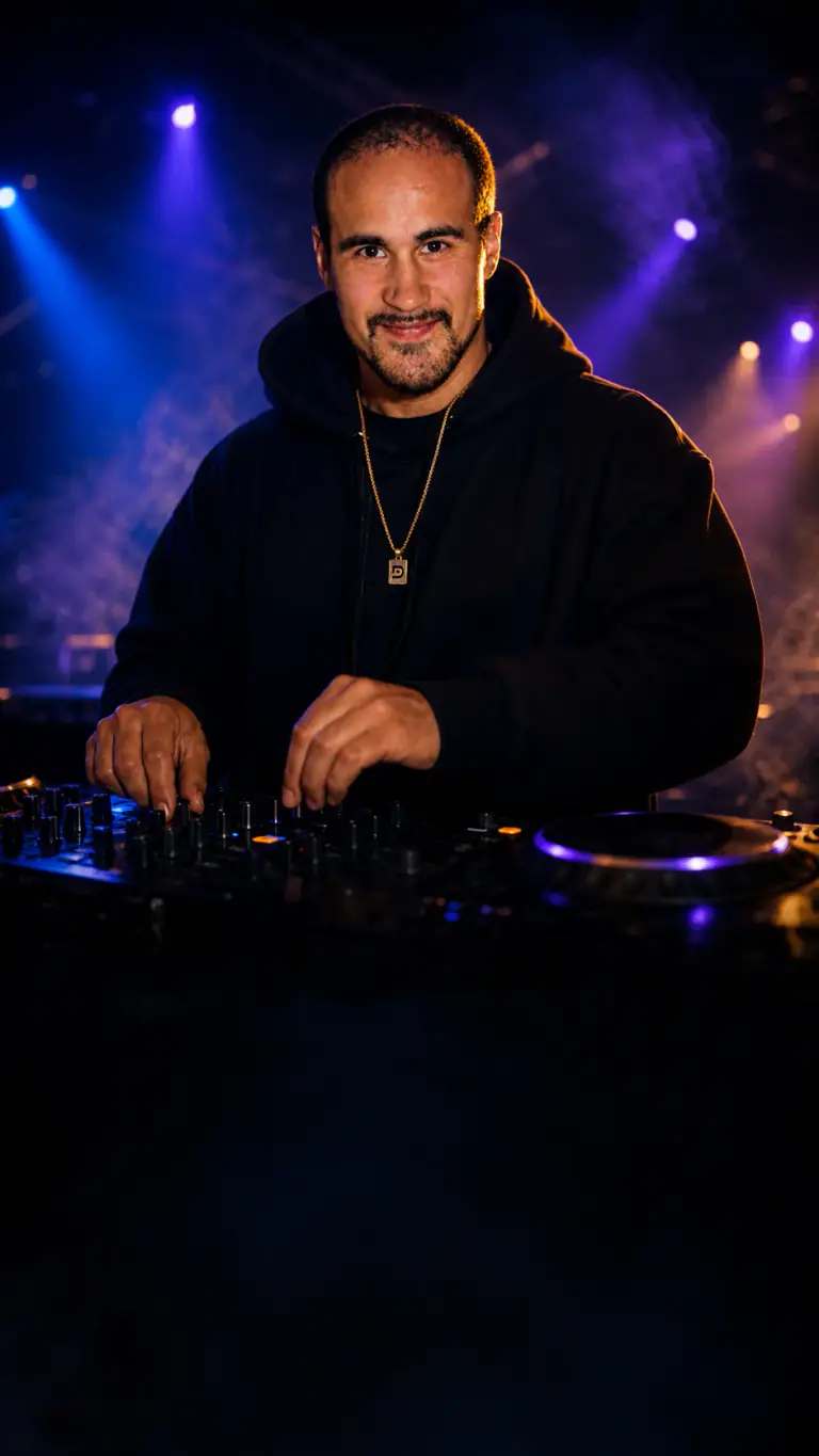 Deejay Tin'Ok em performance numa noite de clube em Londres - set de afrobeats e hip-hop
